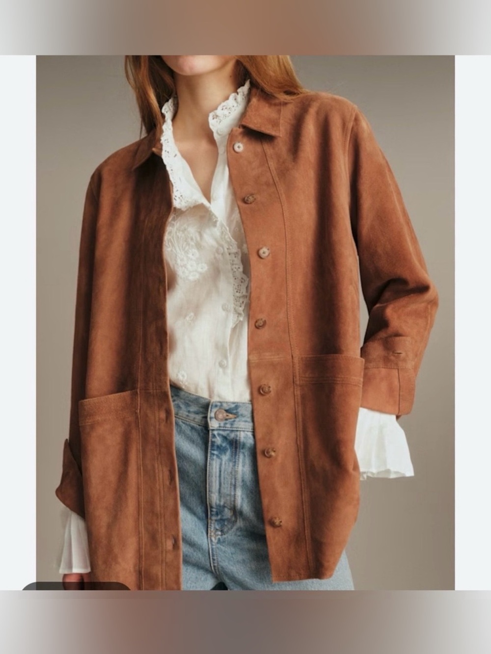 Sezane Will Jacket Camel Suede Fall Coat Size Large